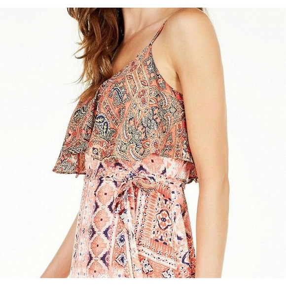 New Guess Orange and Pink Ruffled Mini Sundress - Picture 2 of 12